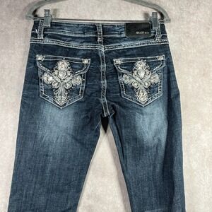 Grace In LA Jeans Womens Size 28 Blue Dark Wash Denim Bootcut Low Rise Pockets